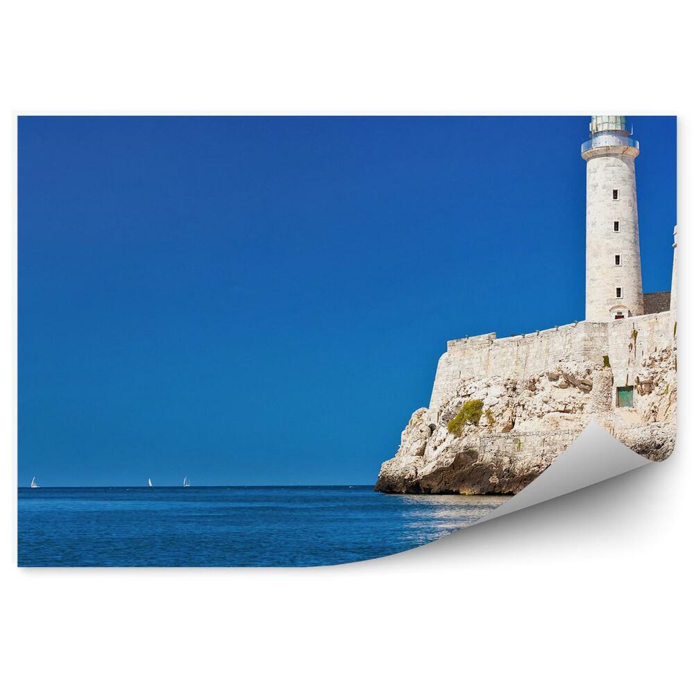 Fototapet perete cer albastru mare orizont de mare far de mare