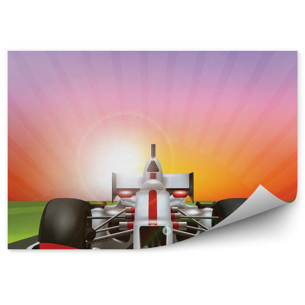 Fototapet perete masina alba rosie formula 1 rutier avion