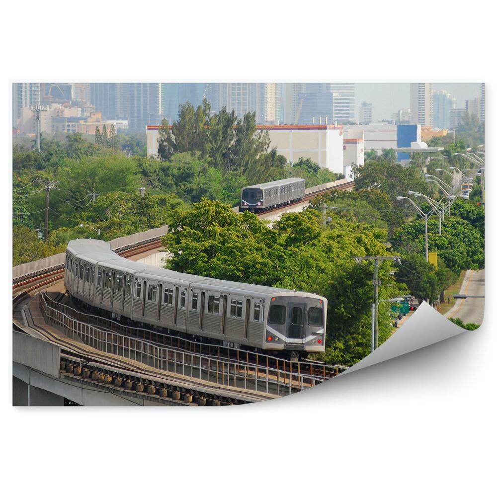 Fototapet pentru perete Clădirile trenuri urmăresc traficul orașului Miami