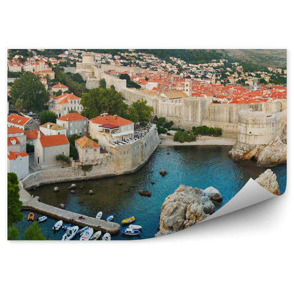 Decor fototapet Bay port bărci stânci oraș