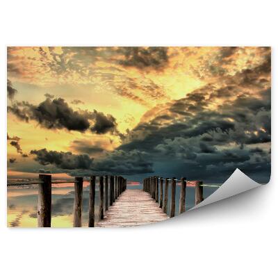 Fototapet perete Pier Lac Cer Nori Apus De Soare