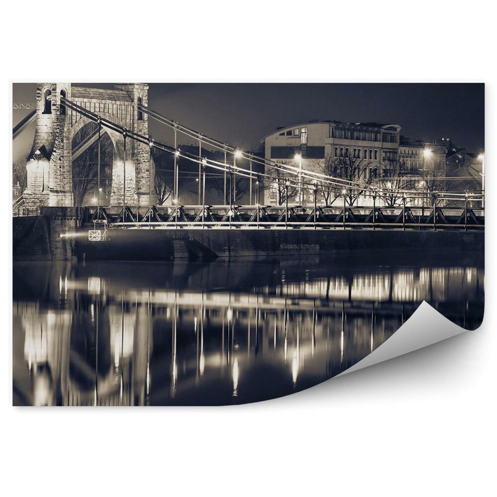 Fototapet Alb-Negru Podul Grunwaldzki, Râu, Cer, Wrocław, Umbră