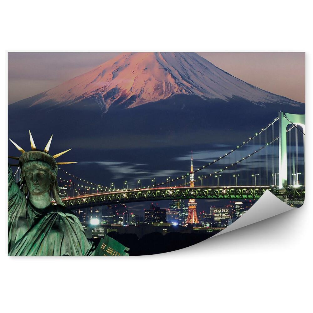 Fototapet perete Statuia Libertății Munții Snow Bay Pod Suspendat Tokyo