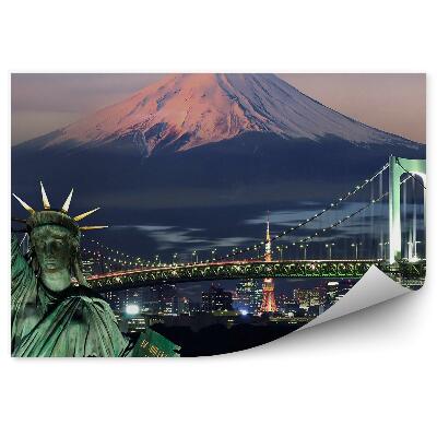 Fototapet perete Statuia Libertății Munții Snow Bay Pod Suspendat Tokyo