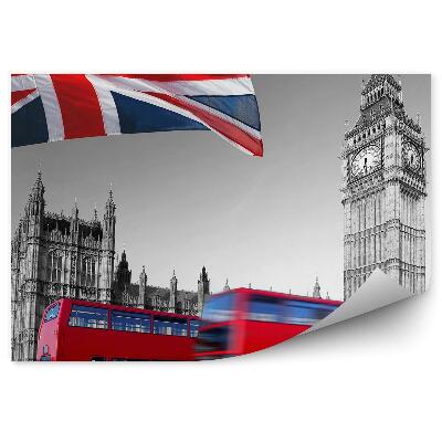 Decor fototapet Marea Britanie autobuze steag Big Ben