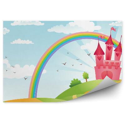 Decor fototapet Calea curcubeu colorată către norii cerului castelului