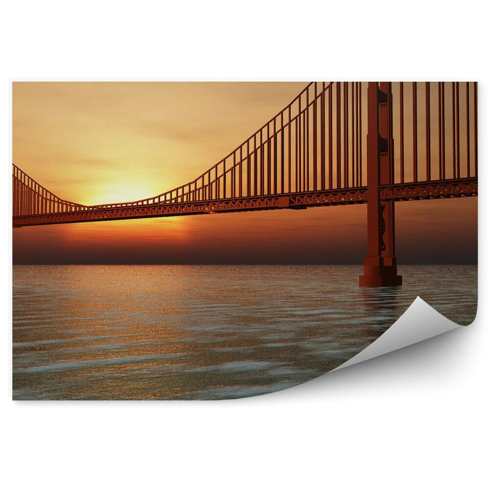 Fototapet vintage Golden Gate apă apus de soare Golden Gate