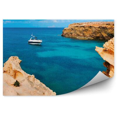 Fototapet pentru perete Coasta Stânci Insulele Baleare Apă Barca