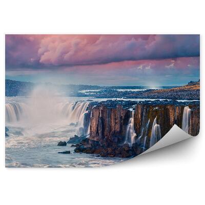 Fototapet pentru perete Stânci dealuri cascade nori