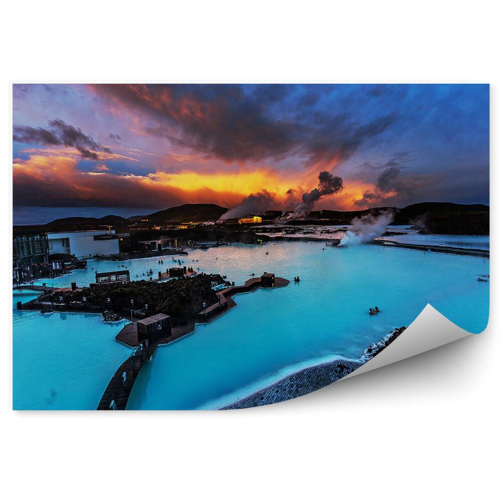 Fototapet Laguna albastra, apa, Islanda, turisti