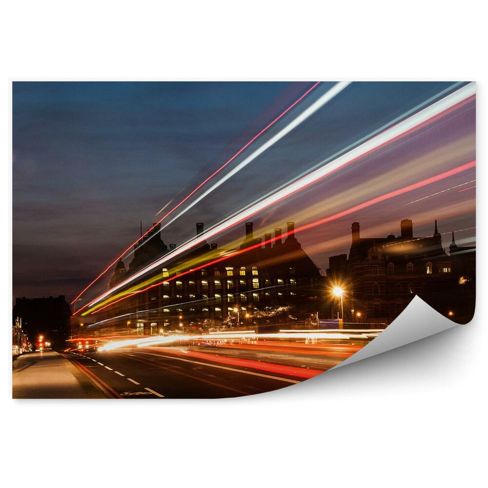 Fototapet vintage Big Ben Clădiri Drum Noapte Viteza Londra