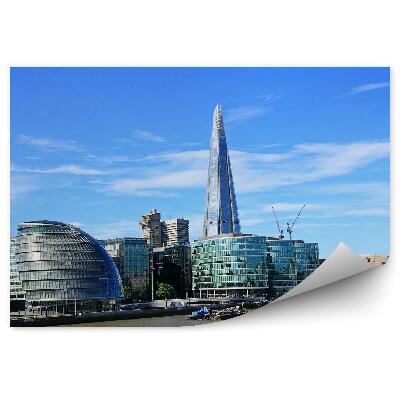 Fototapet vintage Clădiri Thames Barcă Cer Nori