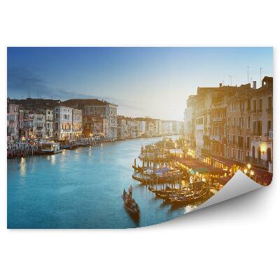 Decor fototapet Vedere La Marele Canal, Veneția, Clădiri, Bărci, Lumini, Gondole