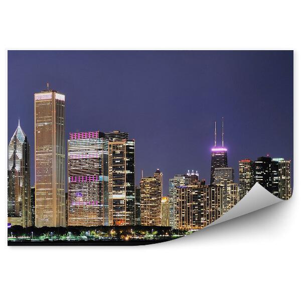 Fototapet perete Chicago Zgârie-Nori Clădiri Lumini Noapte