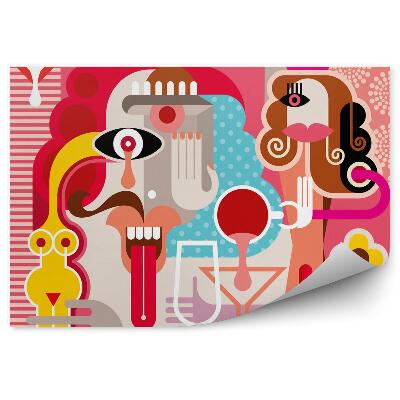 Fototapet perete Femeie cu ilustrație de abstractizare