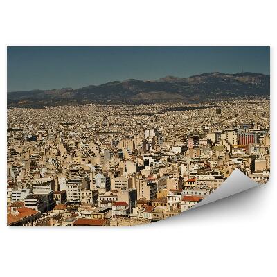 Fototapet Panorama Orașului Atena Grecia Clădiri Munți