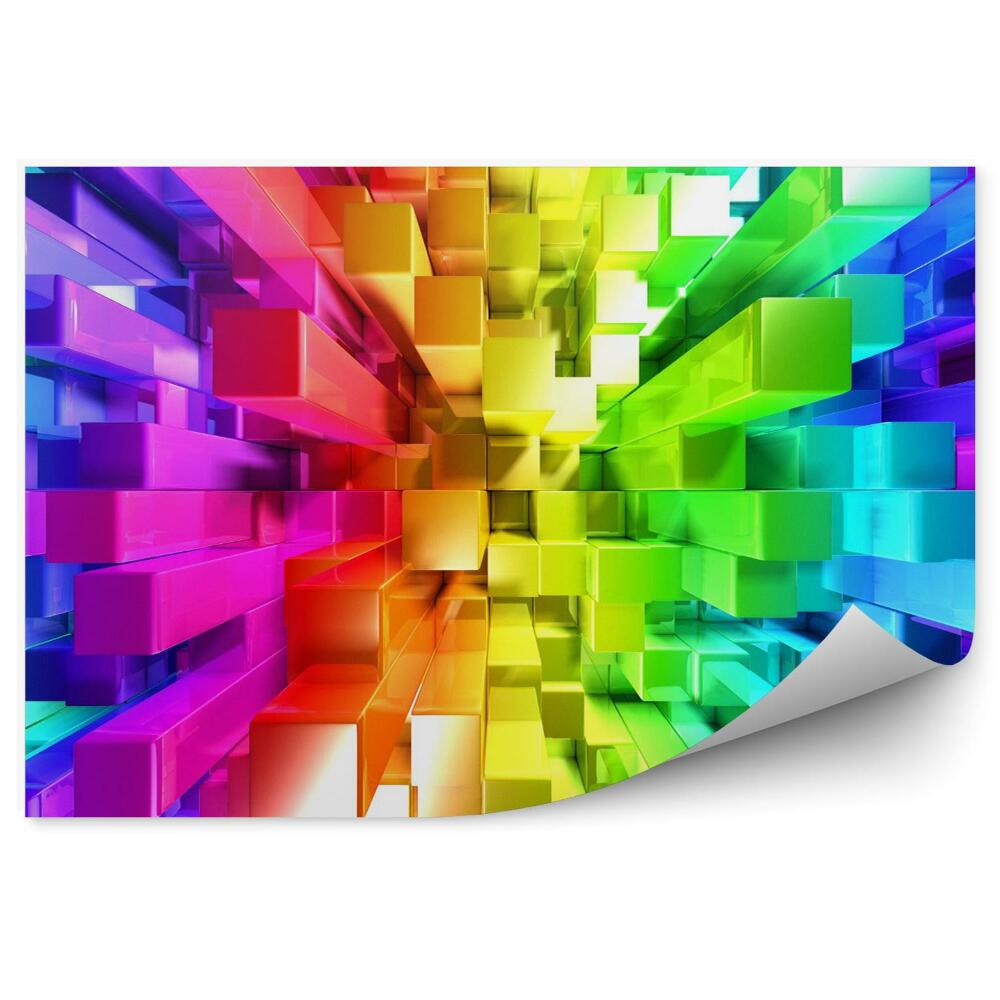 Fototapet vintage Blocuri 3D Colorate Curcubeu