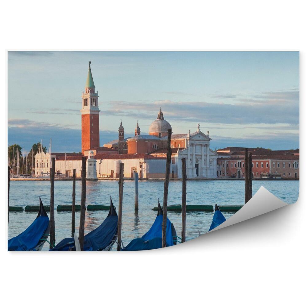 Fototapet vintage Frumoasa Biserica San Giorgio Maggiore Gondole Venetia Nori
