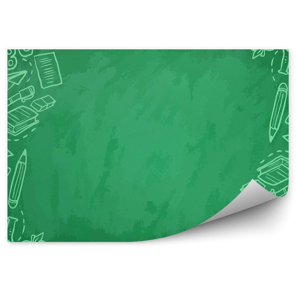 Decor fototapet Grafică tablă desene educație obiecte școlare