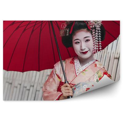 Fototapet perete Oraș Japonia femeie gheișă kimono umbrelă