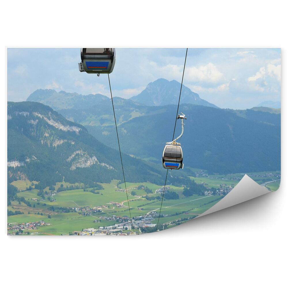 Fototapet vintage Teleschi Munți Alpi Austria Găzduiește Copaci Conifere Cer Nori