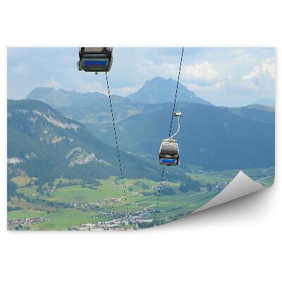 Fototapet vintage Teleschi Munți Alpi Austria Găzduiește Copaci Conifere Cer Nori