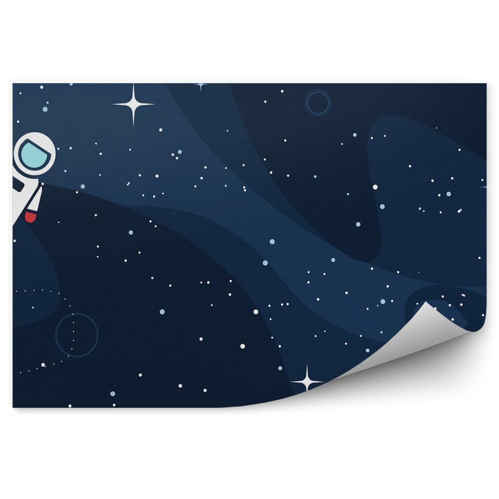 Fototapet vintage Rachetă spațială cosmonaut luna fond bleumarin