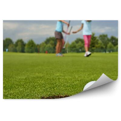 Fototapet pentru perete Gaură de golf minge de golf minge de golf copil cărucior nori cer copaci