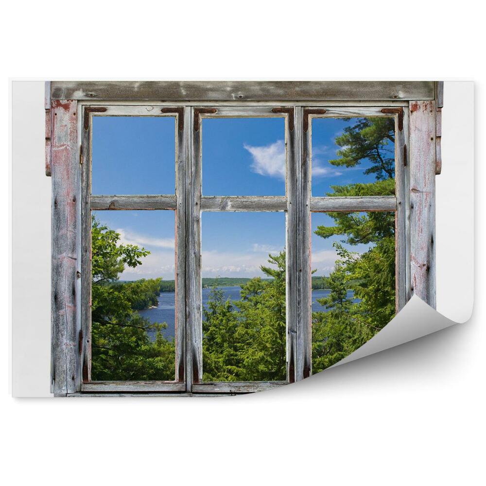 Fototapet perete Vedere peisagistică prin rama unei ferestre vechi