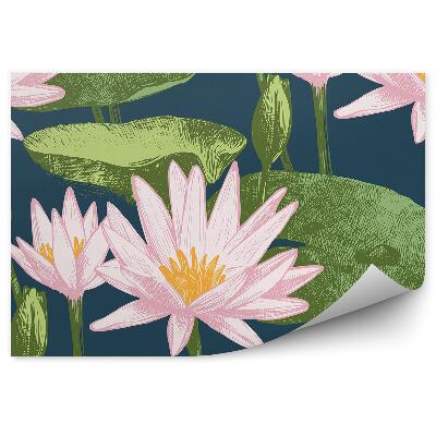 Fototapet pentru perete Model de desen pentru tapet cu nuferi