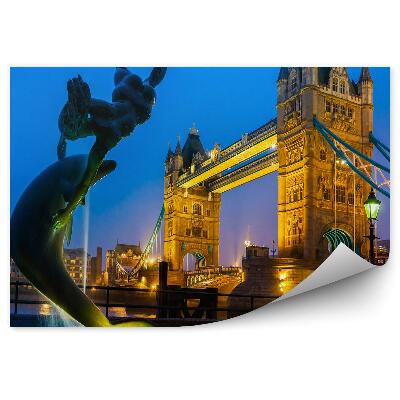 Fototapet perete Arhitectură pod fântână sculptură noapte lumini oraș