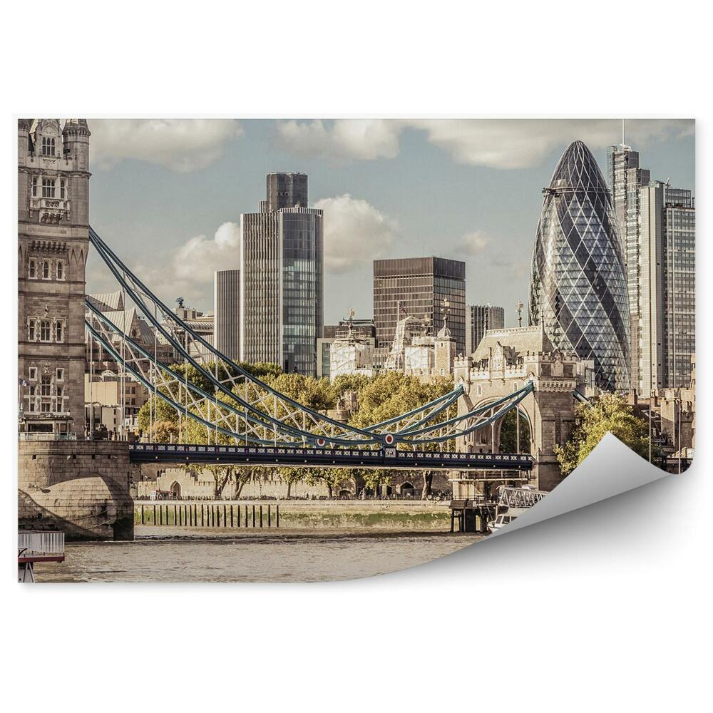 Fototapet perete Clădiri Tamisa Pod Turn Bărci Cer Nori Londra