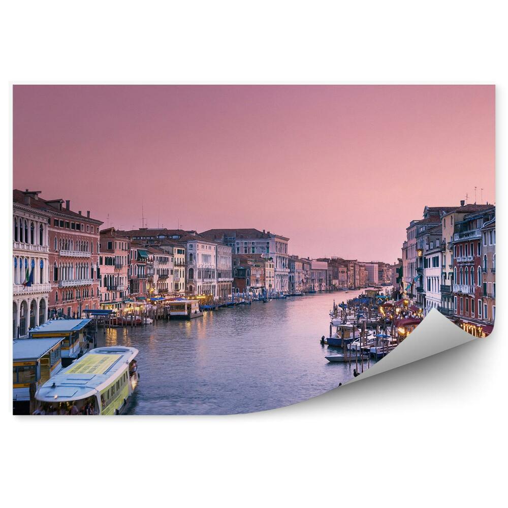 Fototapet Arhitectura amurg gondole nave cer roz