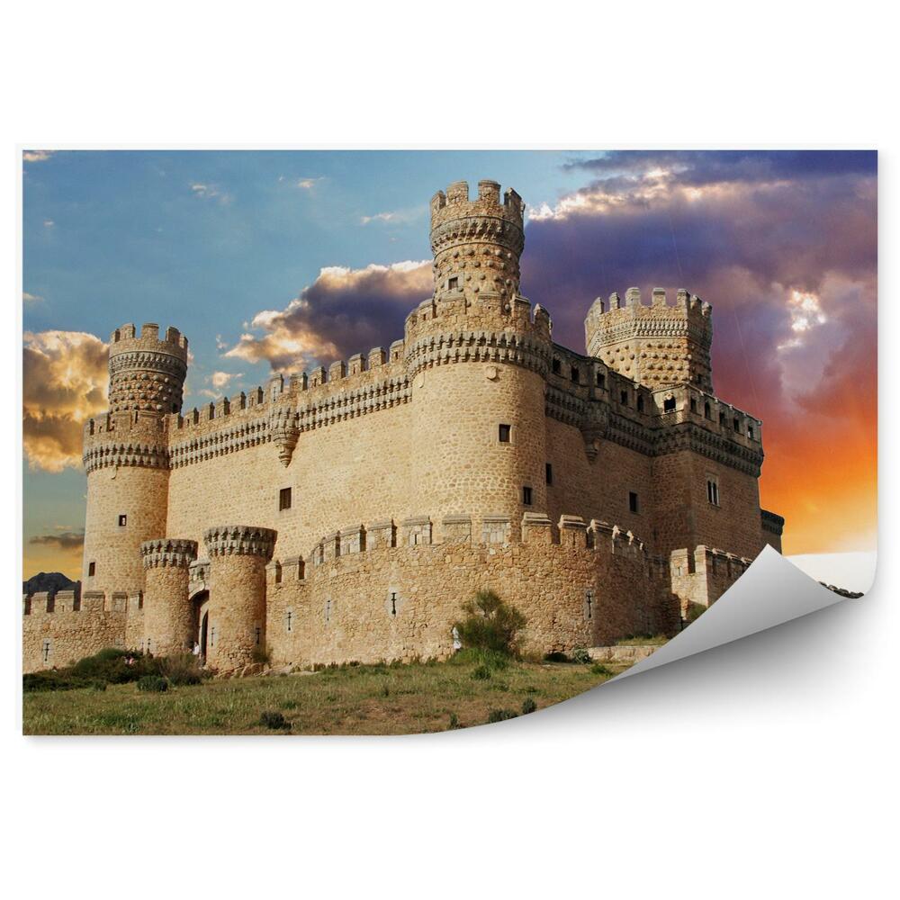 Fototapet vintage castel vechi fortificat munți de soare