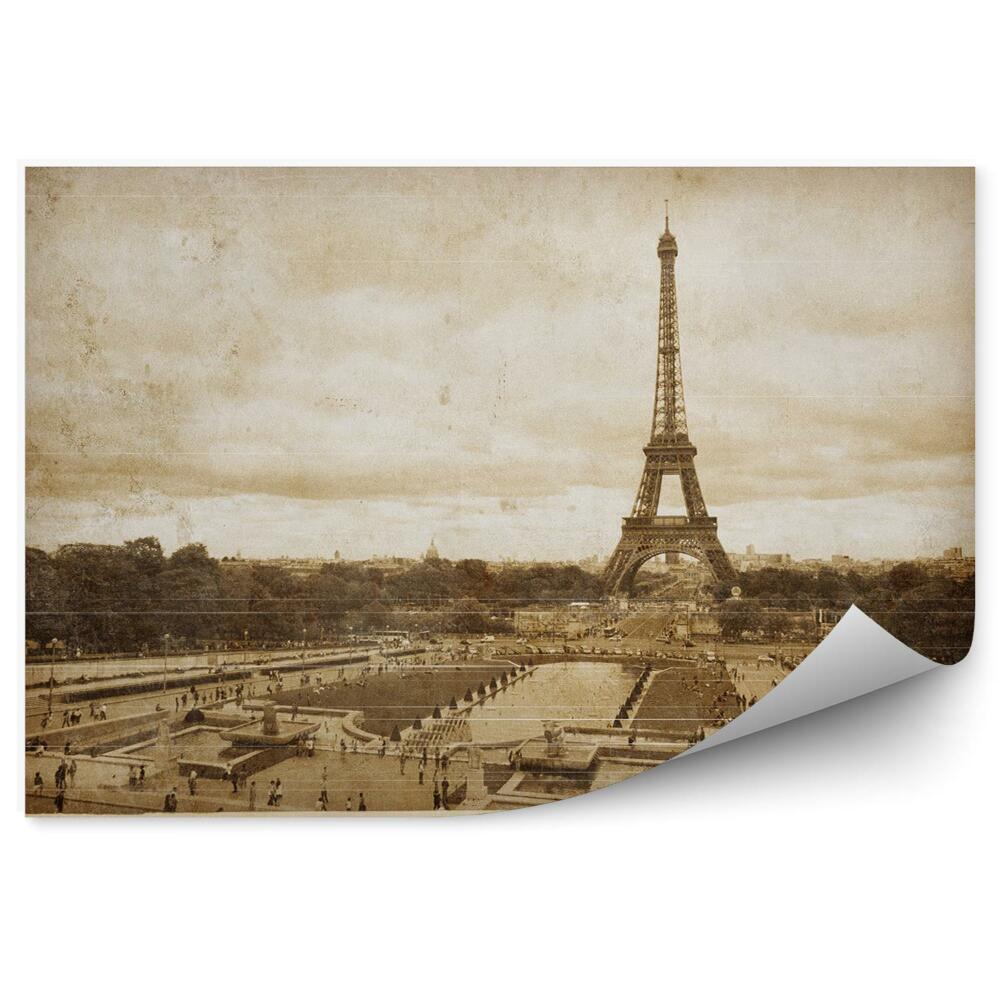 Fototapet perete Carte poștală veche a Parisului vedere sepia a orașului