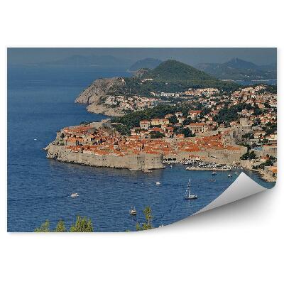 Decor fototapet Oraș Vechi Dubrovnik Copaci Munți Bărci Croația Fort Saint John