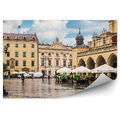 Fototapet vintage Hale De Stofă Clădiri Oameni Lămpi Cracovia