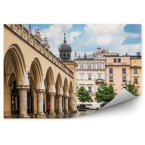 Fototapet pentru perete Hală De Pânză Clădiri Oameni Lămpi Cracovia Cer Nori
