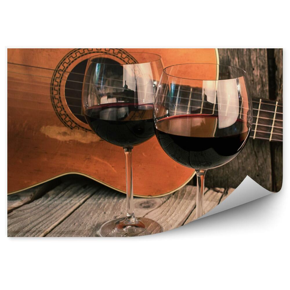 Fototapet pentru perete Chitară Clasică, Pahare De Vin, Romantism