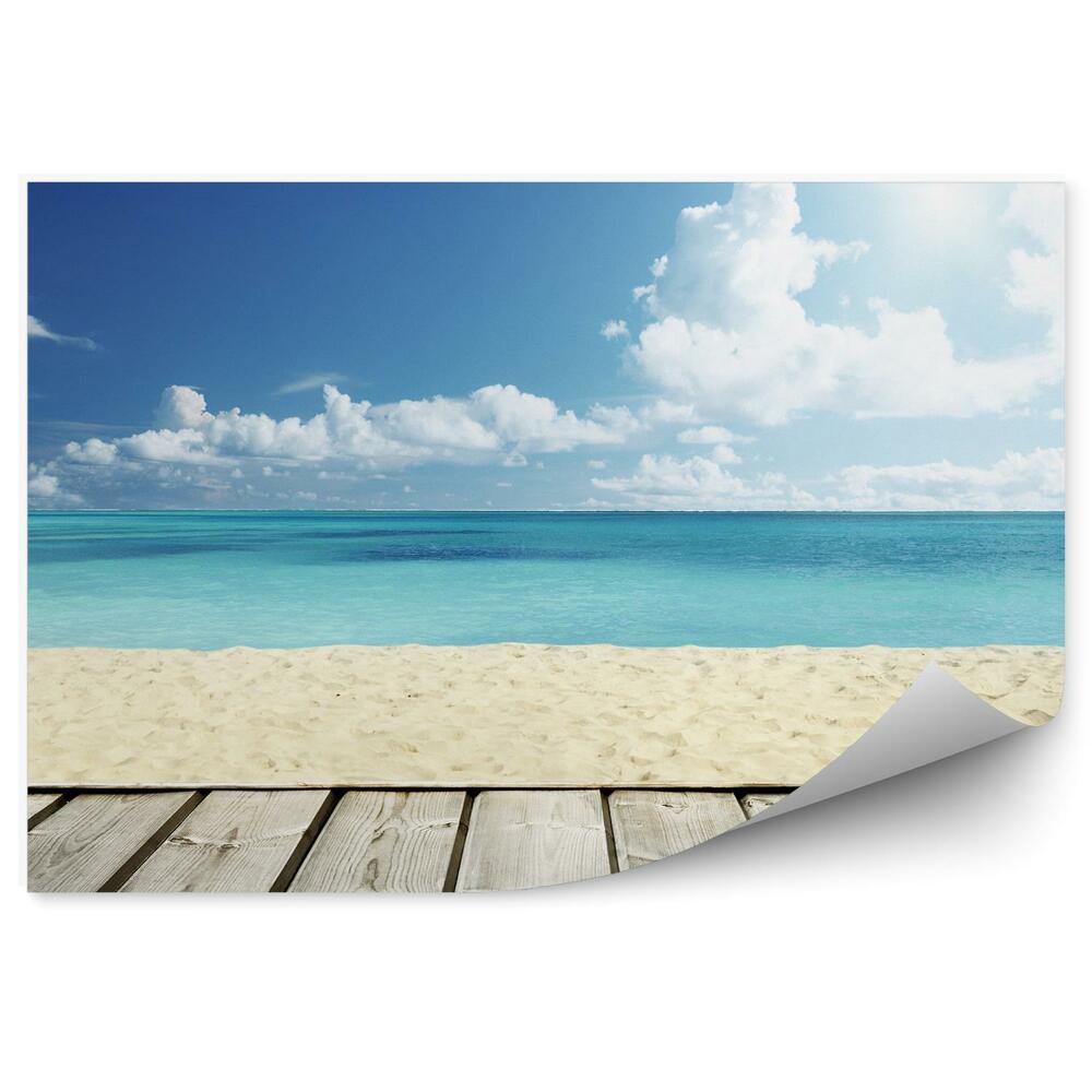 Fototapet perete Punte De Lemn Plajă Ocean Mare Cer Nori