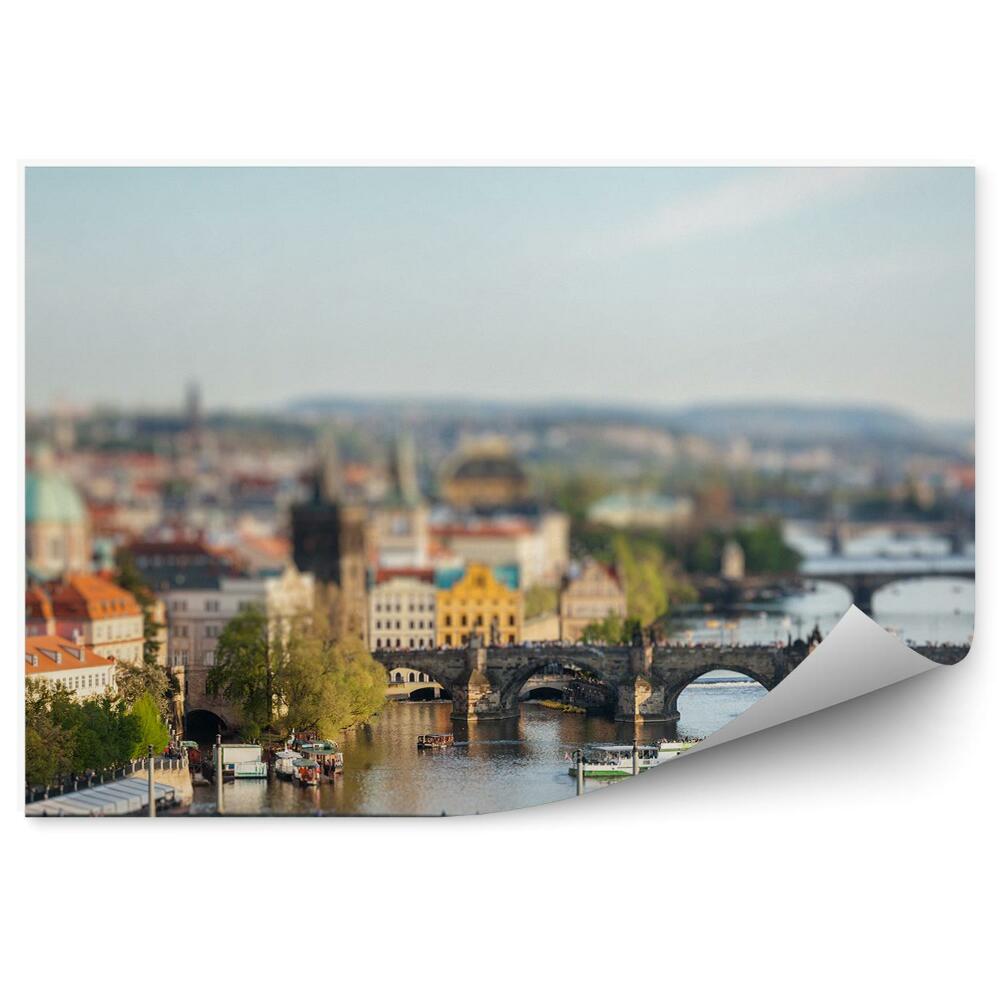 Decor fototapet Panorama Orasului, Podul Vltava, Praga, Feriboturi