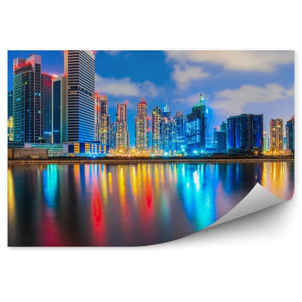 Fototapet pentru perete Zgârie-Nori Lumini Cer Nori Ocean Dubai