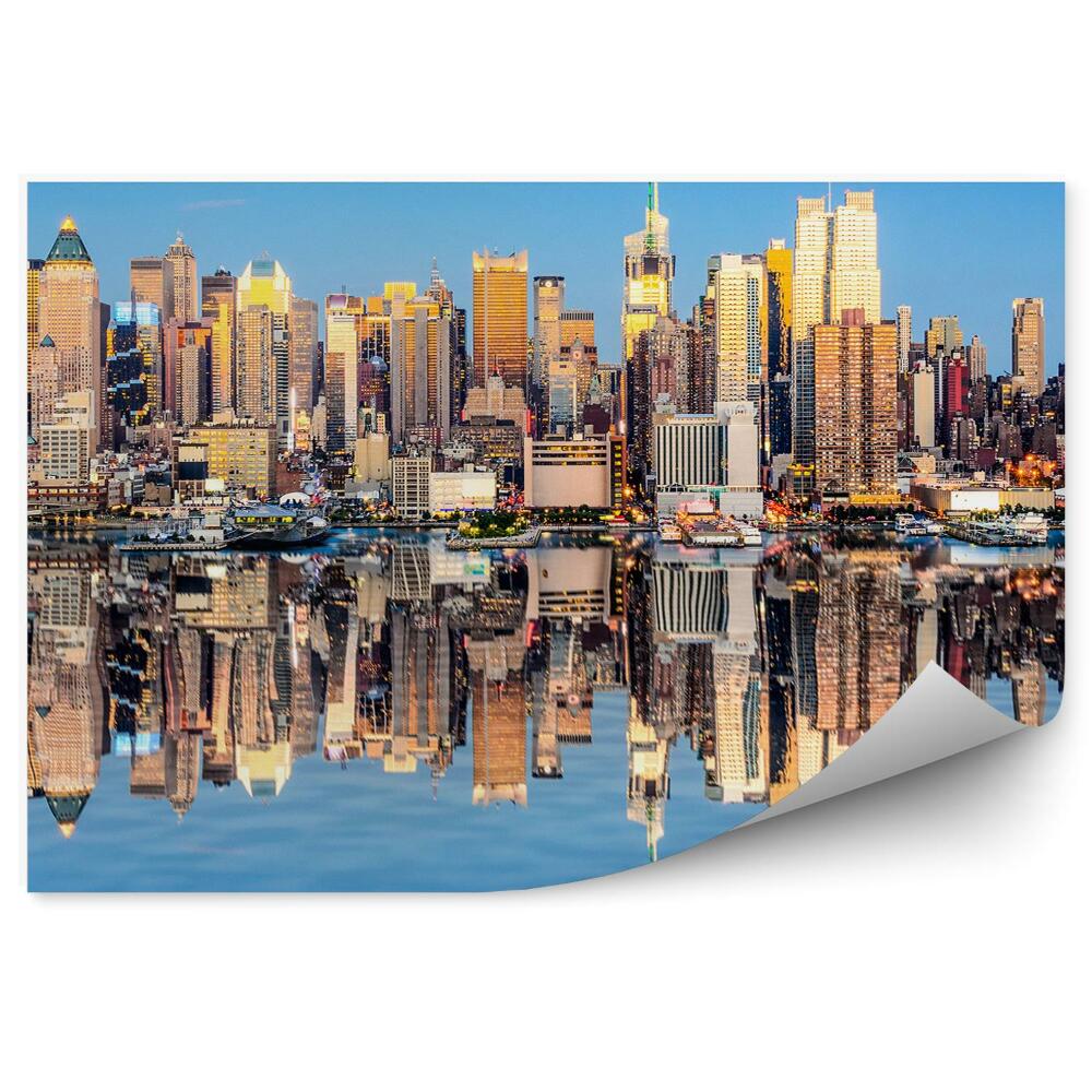 Fototapet perete Zgârie-Nori Lumini Umbre Râu New York Cer