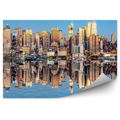 Fototapet perete Zgârie-Nori Lumini Umbre Râu New York Cer