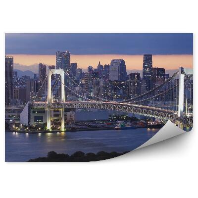 Fototapet Zgârie-Nori Pod Ocean Noapte Nori Tokyo Japonia