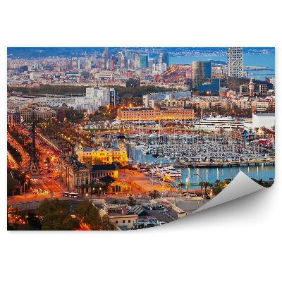 Decor fototapet Port Vell Barcelona Spania Apus De Soare Bărci Clădiri Catalonia Barcelona Spania