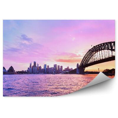 Fototapet Panoramă Sydney Harbour Opera Zgârie-Nori Ocean Cer Nori Apus De Soare