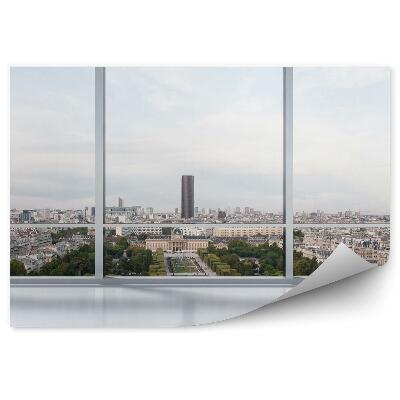 Fototapet vintage Fereastră cu vedere la orizontul orașului