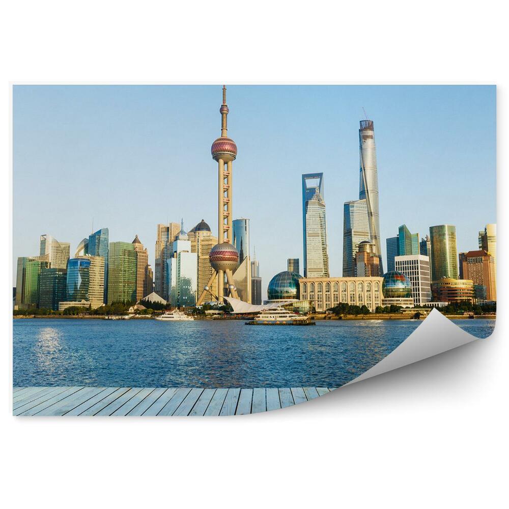 Fototapet pentru perete Zgârie-Nori Din Shanghai, Platformă De Vizualizare A Oceanului, Nori
