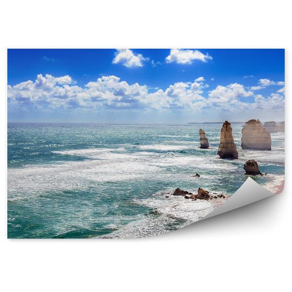 Fototapet vintage Doisprezece Apostoli Plaja Oceanului Australia Valuri Cer Nori